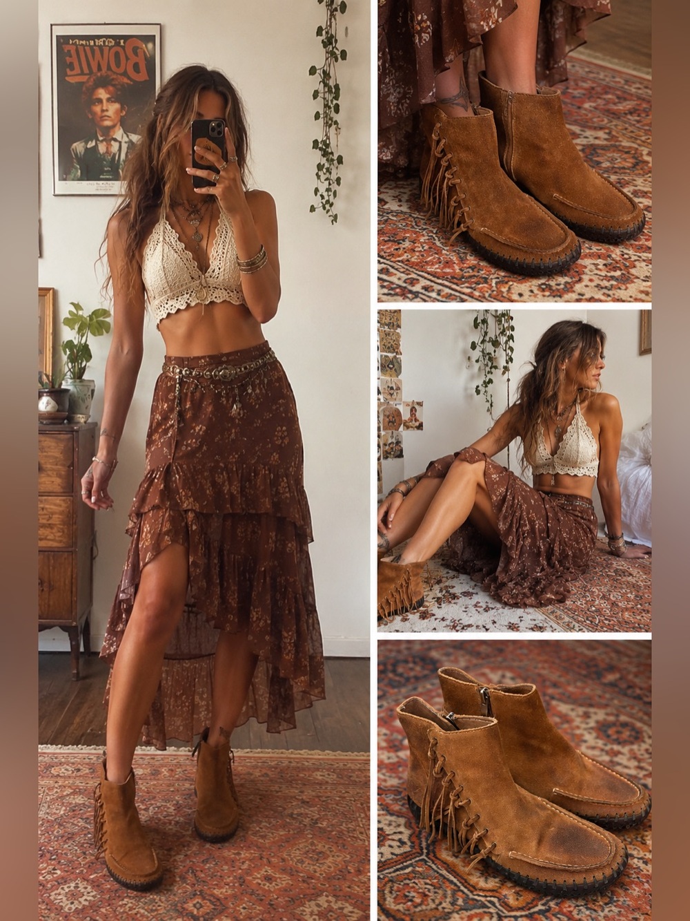 Antelope Fringe Southwestern Boho
Suede Ankle Boots - Size 40 / US 9 - Picture 2 of 6